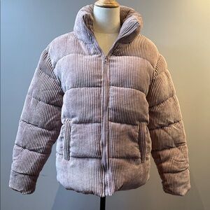 Cozy Corduroy Puffer Jacket Rose Pink Size M